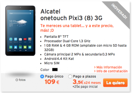 Alcatel onetouch Pixi